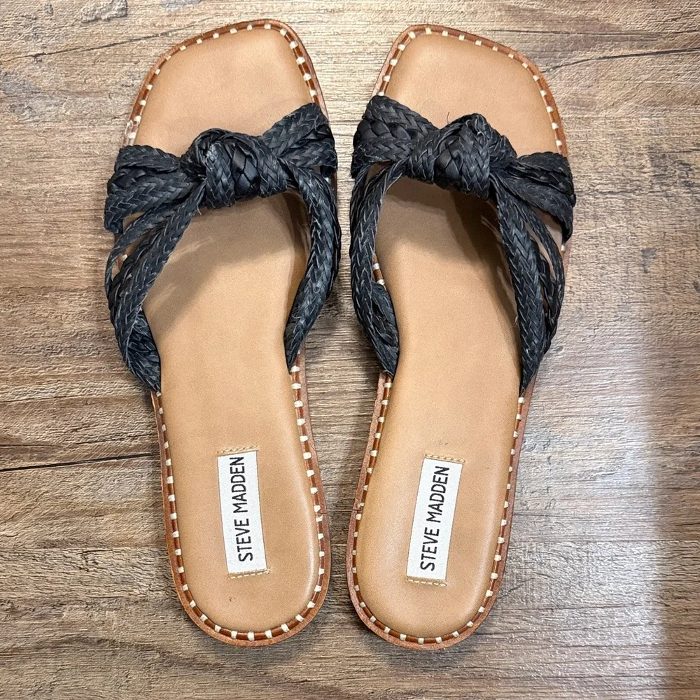 Steve Madden Black Knotted Women's Sandals - Picture 1 of 9